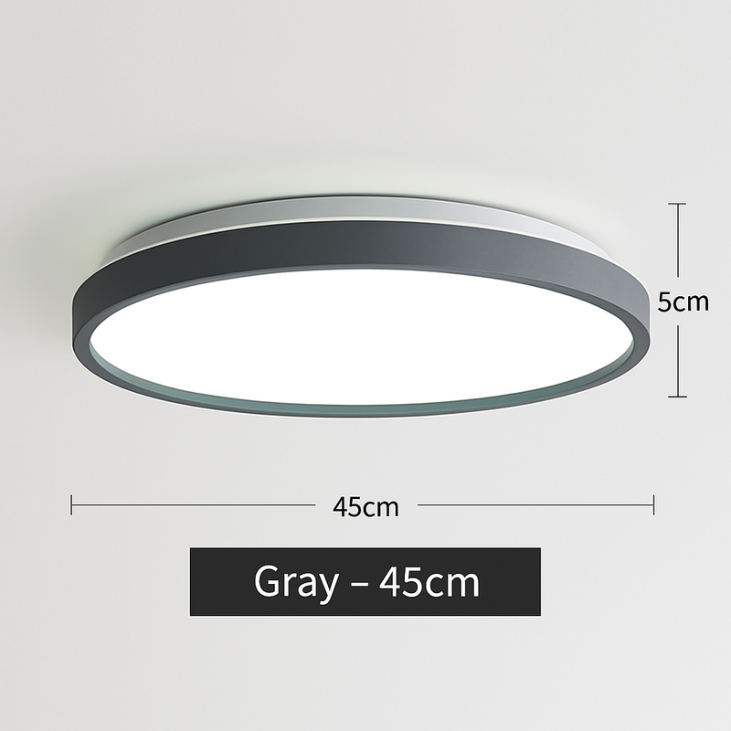 Plafonnier moderne LED métallique circulaire et fin Glenn