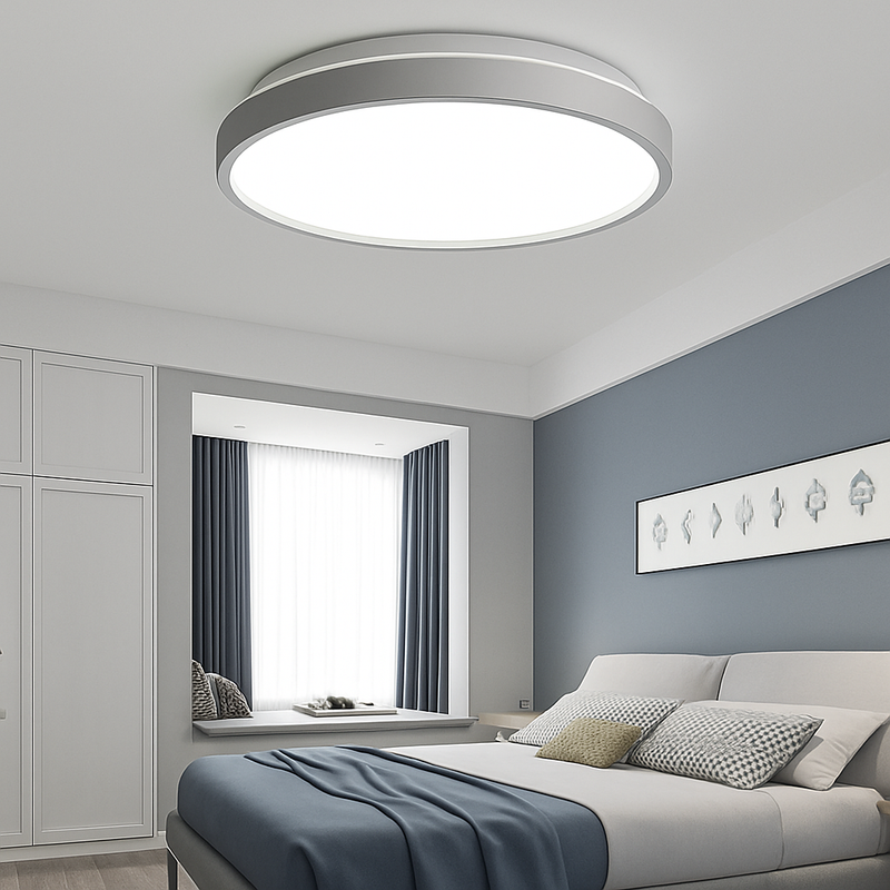 Plafonnier moderne LED métallique circulaire et fin Glenn