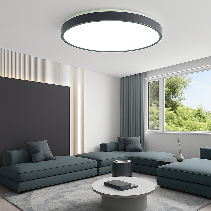 Plafonnier moderne LED métallique circulaire et fin Glenn