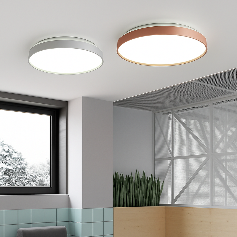 Plafonnier moderne LED métallique circulaire et fin Glenn