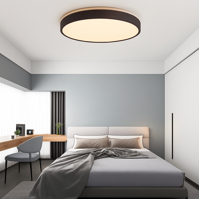 Plafonnier moderne LED métallique circulaire et fin Glenn