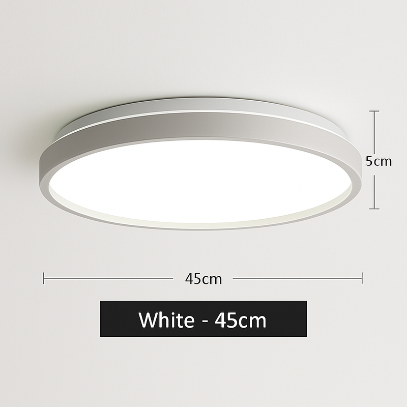 Plafonnier moderne LED métallique circulaire et fin Glenn