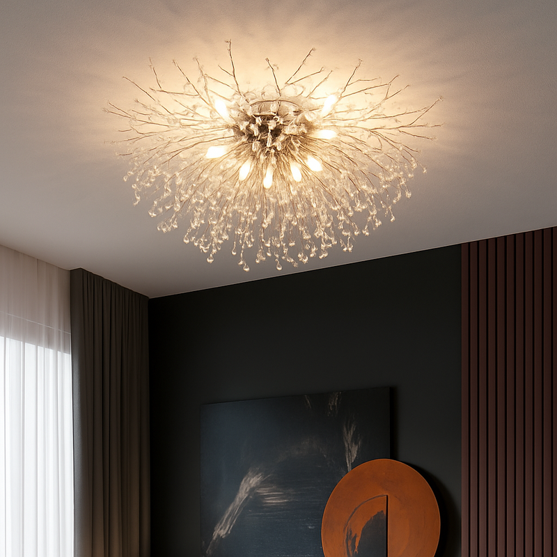 plafonnier nordique en cristal design moderne créatif rond pissenlit