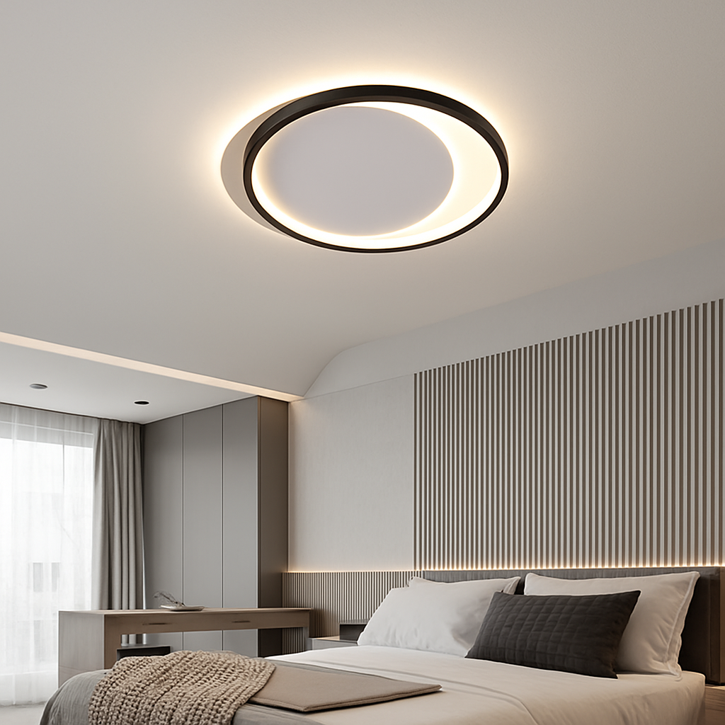 plafonnier nordique led en bois aluminium ultra-mince et créatif - vue 5 sur 18