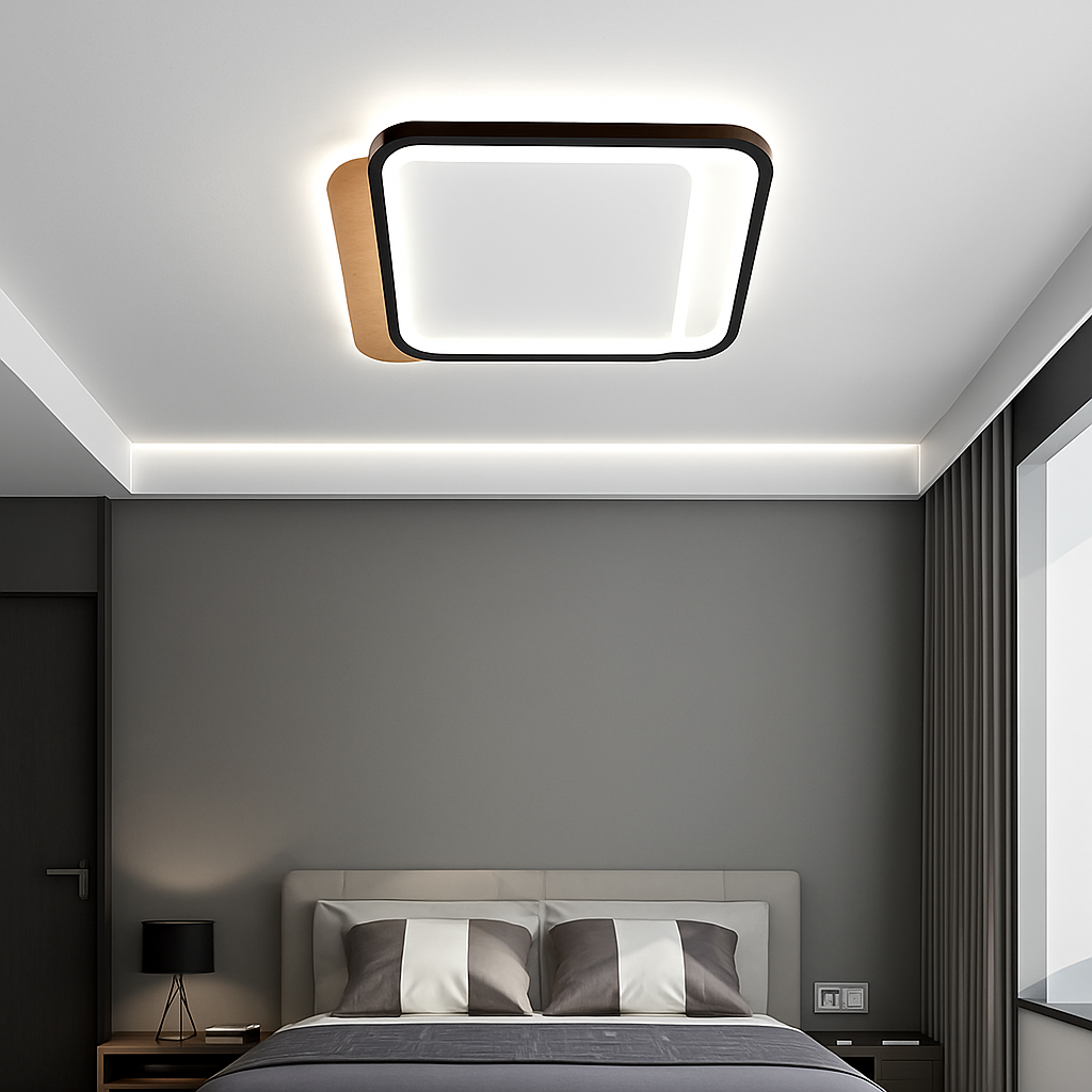 plafonnier nordique led en bois aluminium ultra-mince et créatif - vue 6 sur 18