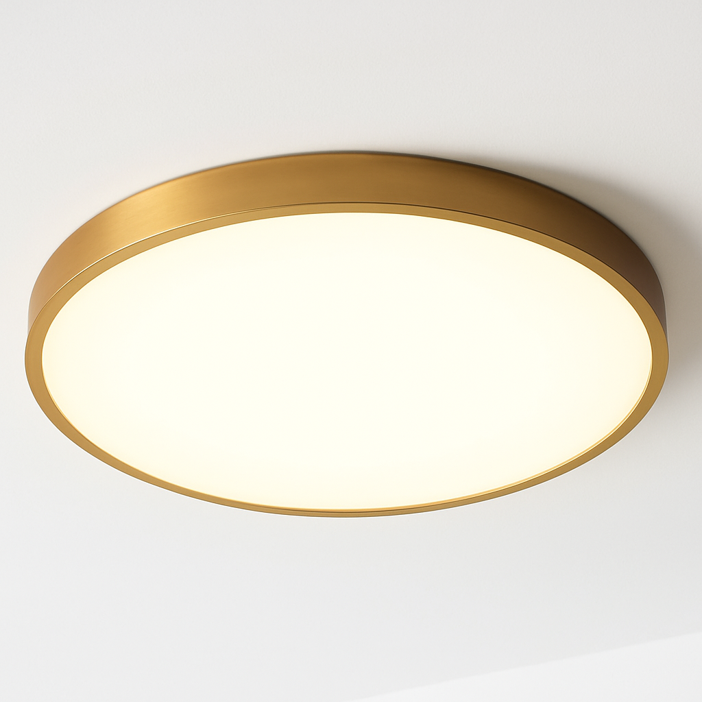 Plafonnier plat et rond doré à LED - vue 4 sur 4