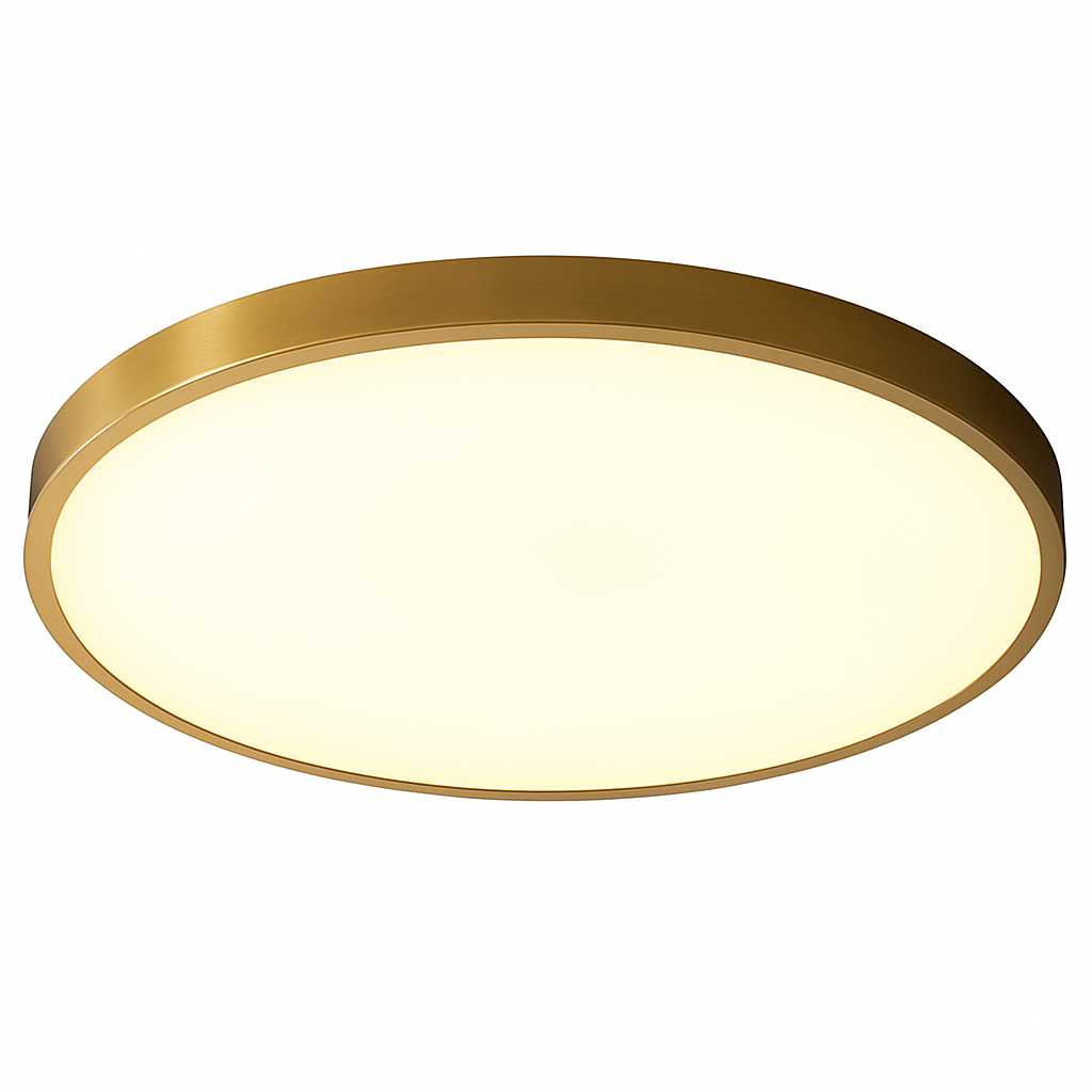 Plafonnier plat et rond doré à LED - vue 5 sur 4