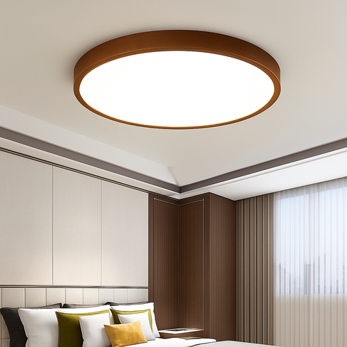 plafonnier rond en bois style nordique pour intérieur moderne - vue 5 sur 6