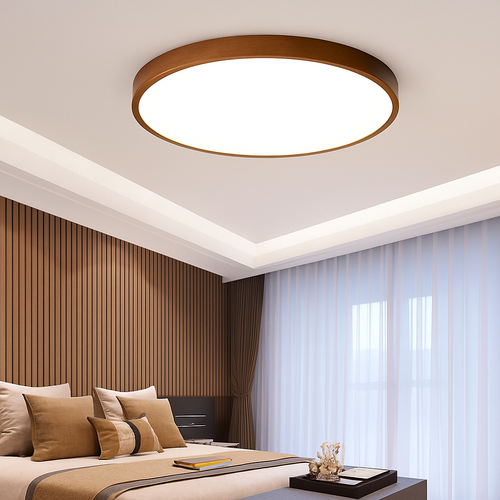 plafonnier rond en bois style nordique pour intérieur moderne - vue 6 sur 6