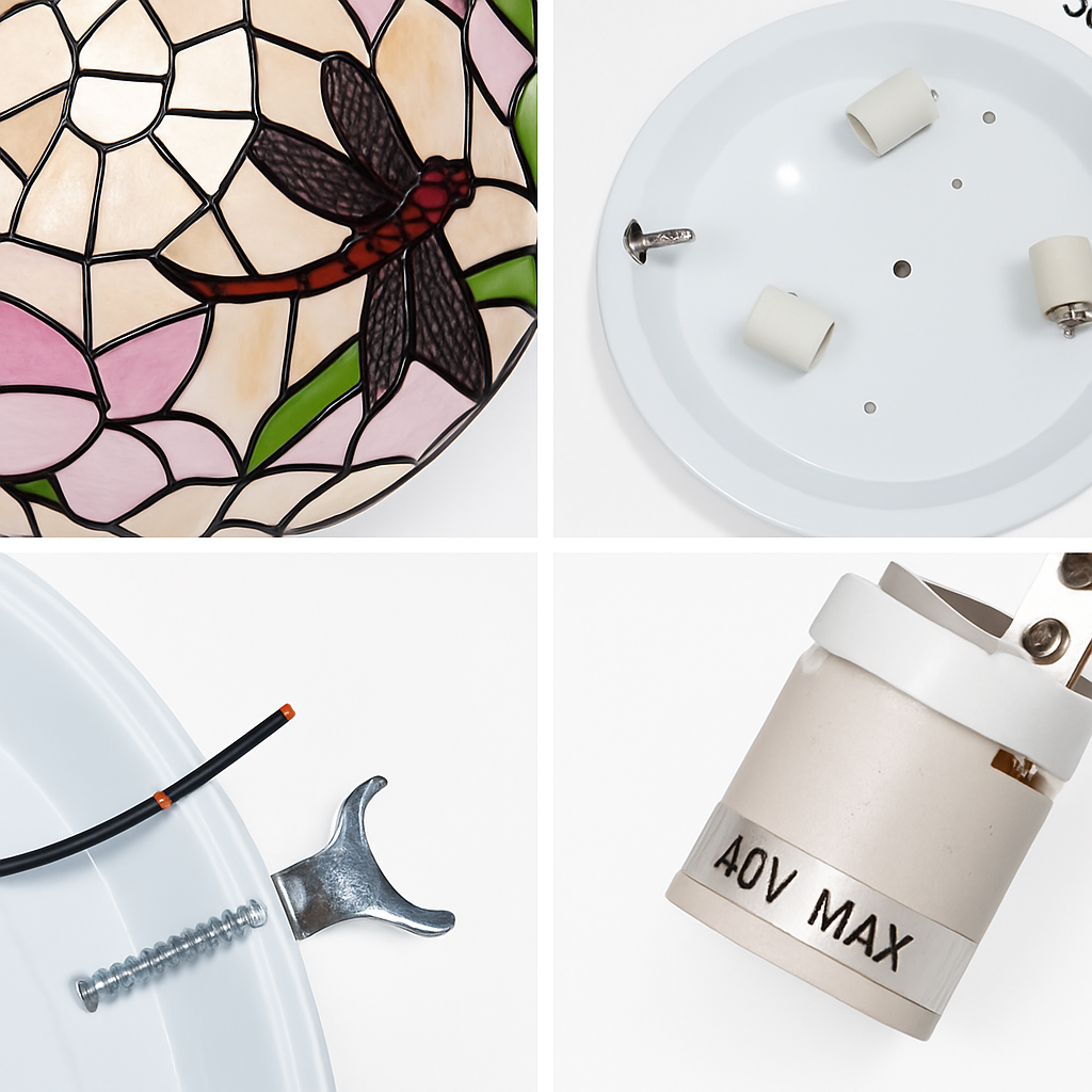 Plafonnier rond ultra-mince balcon couloir lampe de chambre à coucher pour enfants propriétaire Tiffany vitrail éclairage de décoration de la maison - vue 11 sur 14