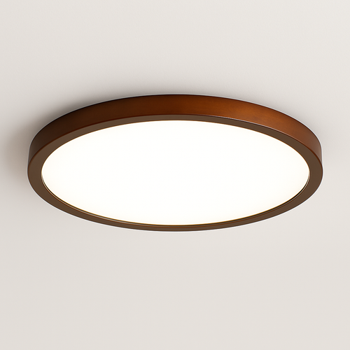 plafonnier rond ultra mince en noyer pour un éclairage moderne