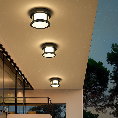 plafonnier étanche rond carré pour extérieur et jardin - vue 3 sur 12