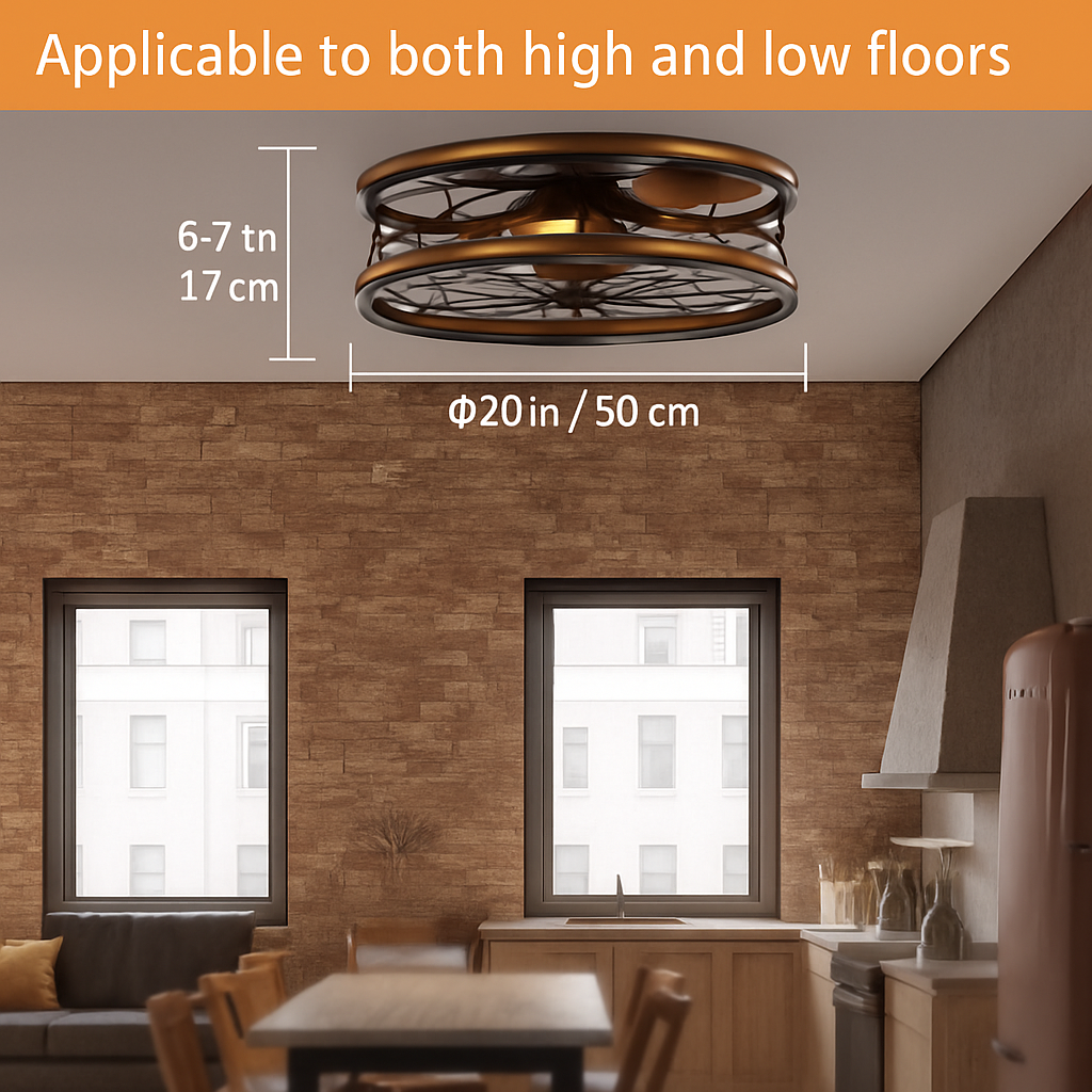 plafonnier ventilateur moderne avec lumière rétro invisible - vue 4 sur 7