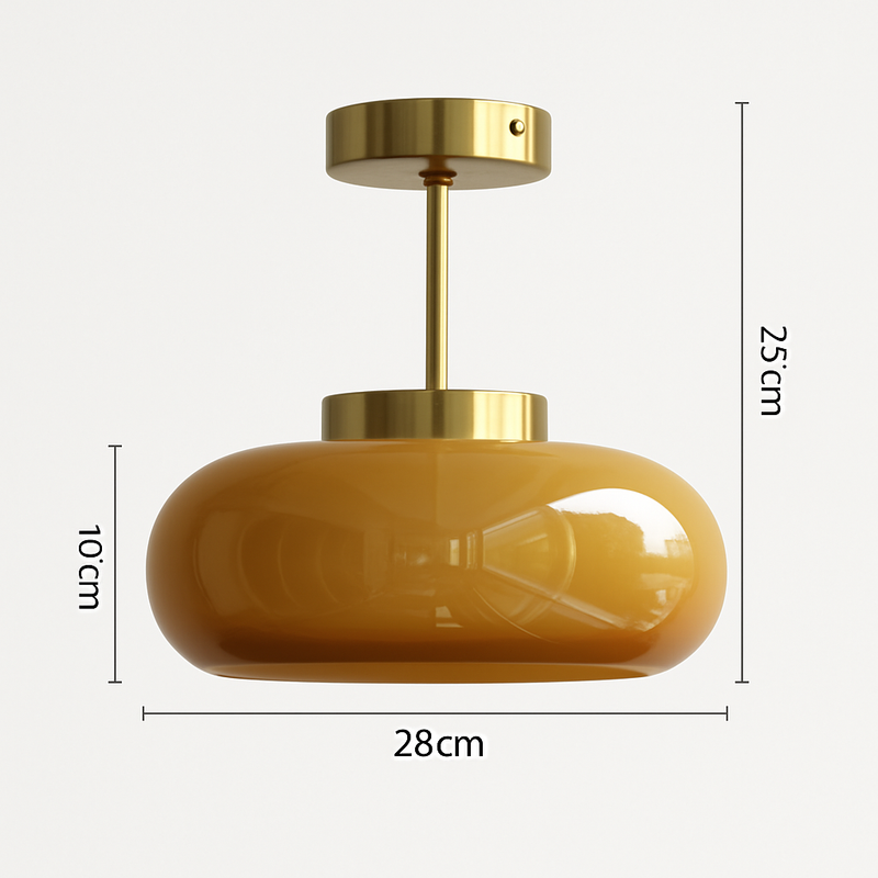Plafonnier vintage avec abat-jour géométrique en verre Reway