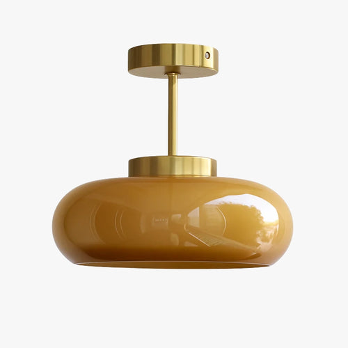 Plafonnier vintage avec abat-jour géométrique en verre Reway