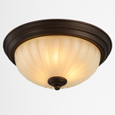 plafonnier vintage en bronze noir avec abat-jour en verre givré