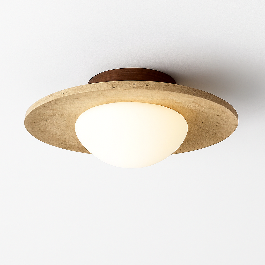 plafonnier wabi sabi crème pierre forme maison déco - vue 3 sur 6