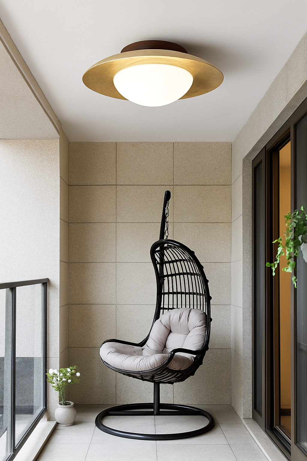 plafonnier wabi sabi crème pierre forme maison déco - vue 4 sur 6