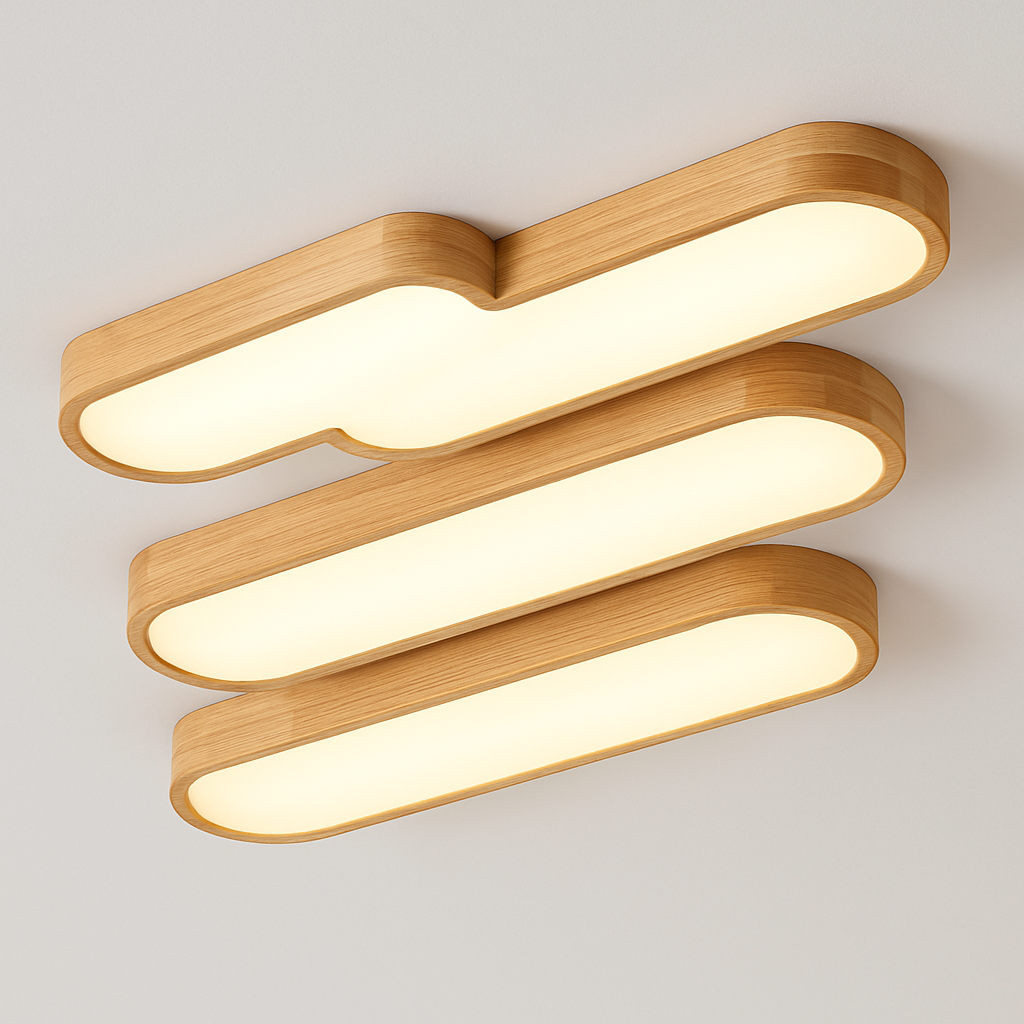 plafonniers minimalistes en bois massif avec panneaux acryliques nouvelle collection - vue 3 sur 18