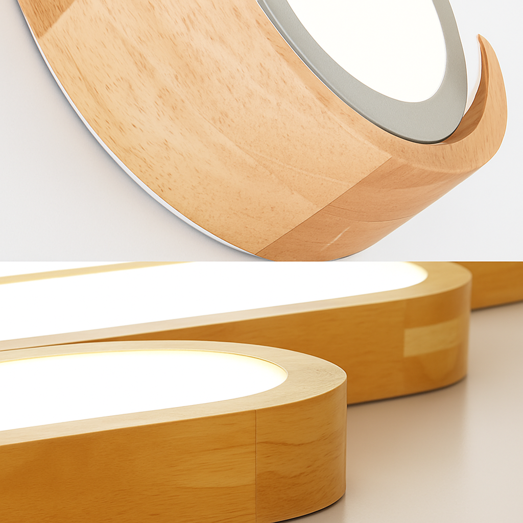 plafonniers minimalistes en bois massif avec panneaux acryliques nouvelle collection - vue 6 sur 18