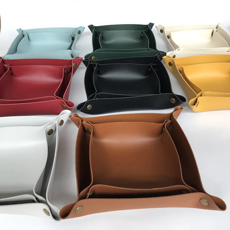 plateau de rangement en cuir pour bureau pliant décoratif