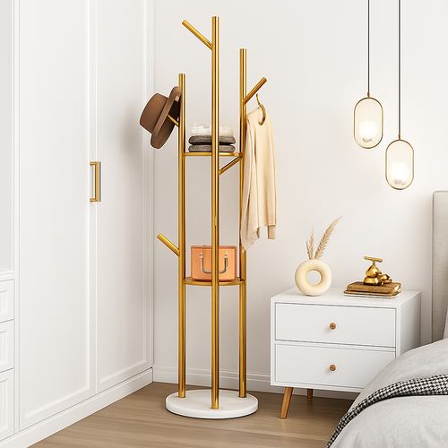 porte-manteau en marbre doré pour intérieur élégant et moderne - vue 2 sur 7