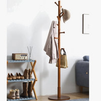 porte-manteau vertical en bois massif design moderne pour vêtements