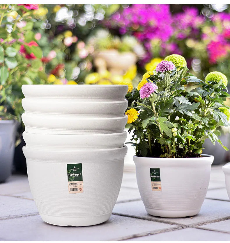 pot de fleurs rond imitation céramique pour plantes d'intérieur