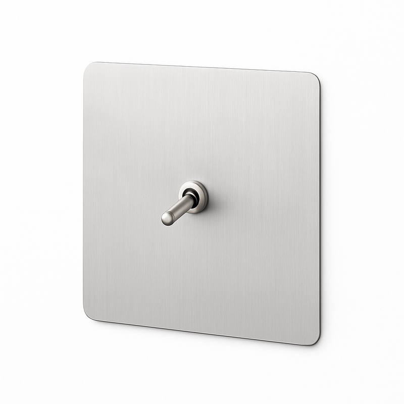 Prise électrique double en acier gris clair brossé bords arrondis