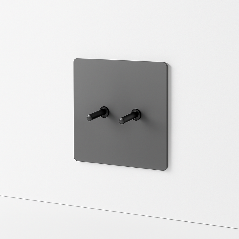 Prise électrique et double USB et USB type C (Europe) en acier gris foncé brossé