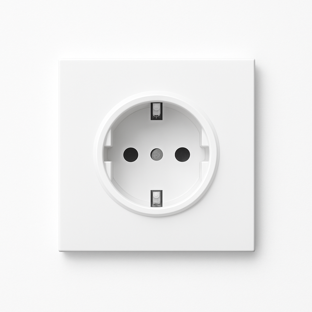 Prise électrique (Europe) en acier blanc mat