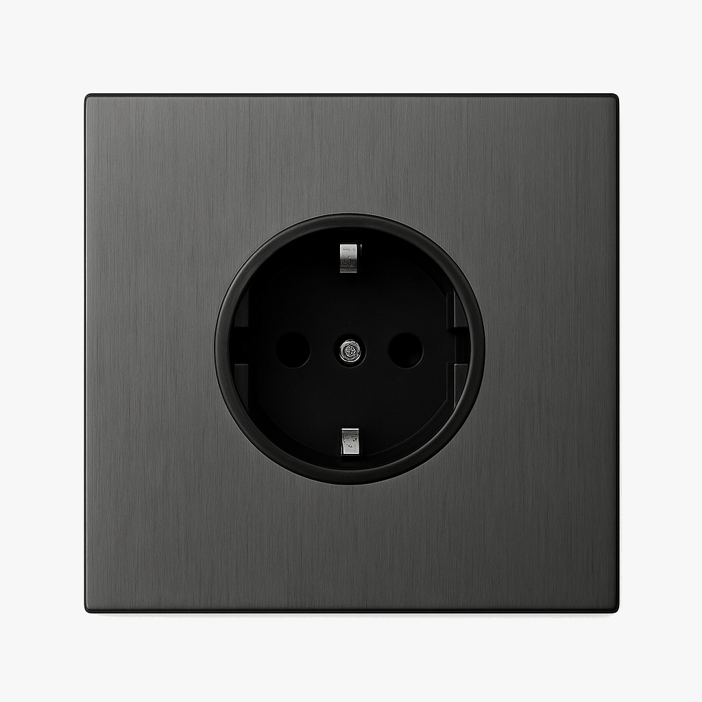 Prise électrique (Europe) en acier gris foncé brossé
