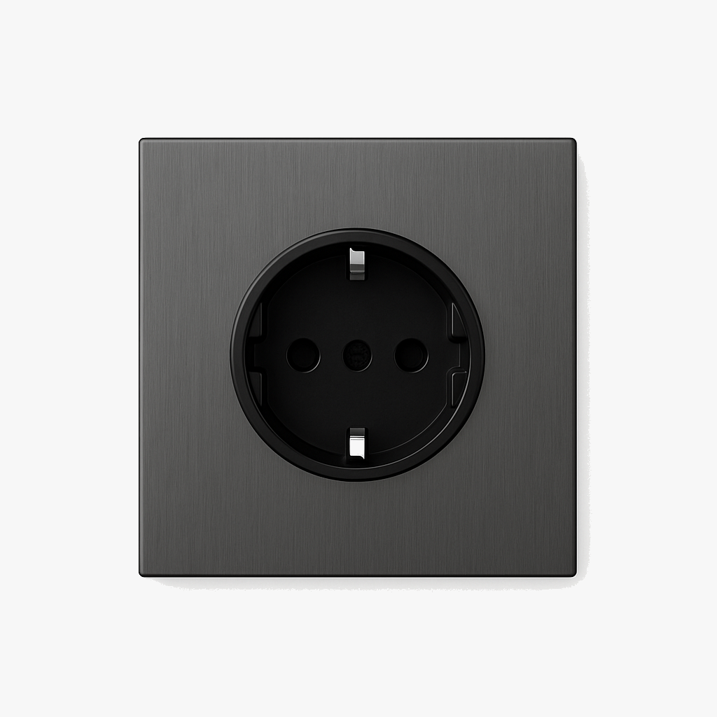 Prise électrique (Europe) en acier gris foncé brossé