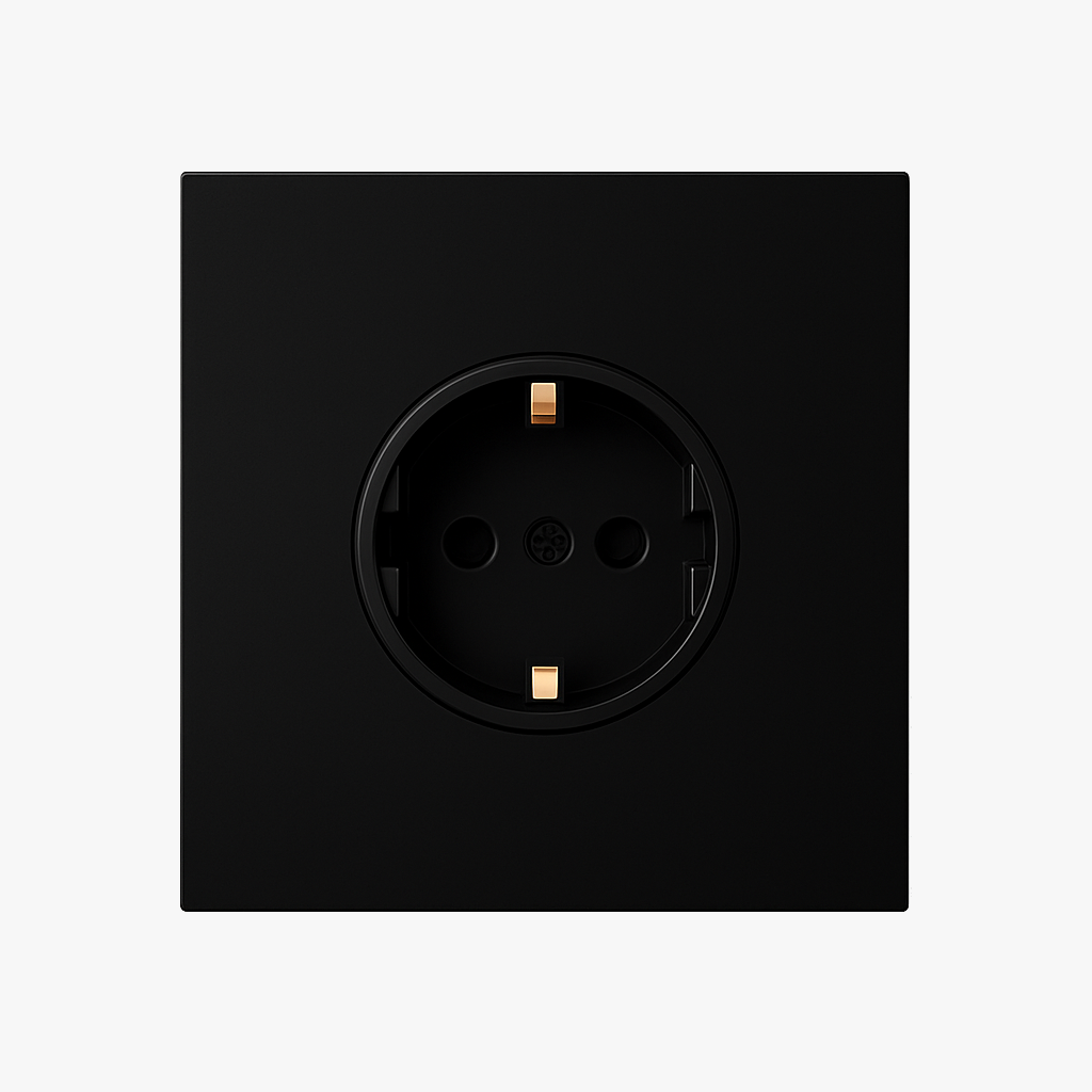 Prise électrique (Europe) en acier noir mat
