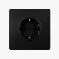 Prise électrique (Europe) en acier noir mat bords arrondis