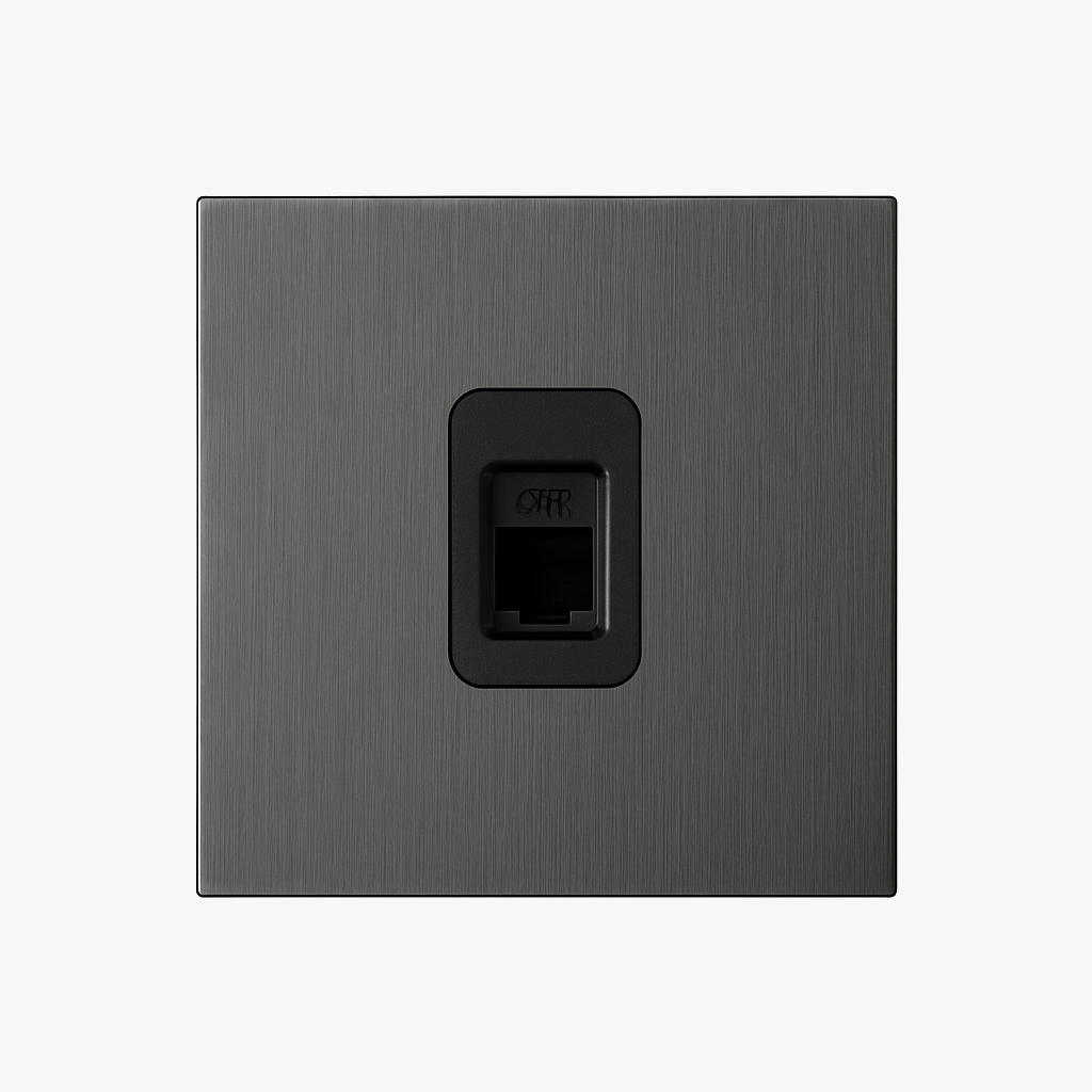 Prise RJ45 en acier gris brossé