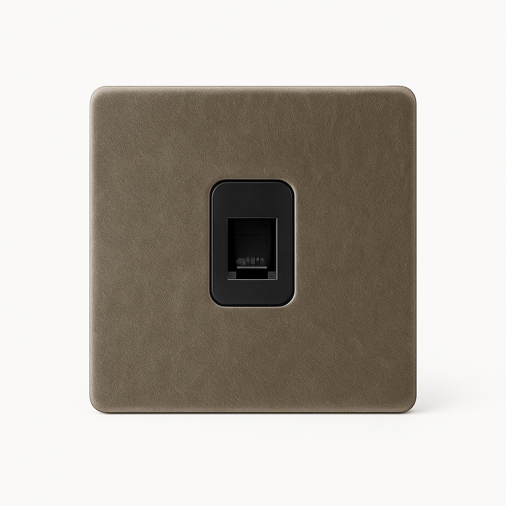 Prise RJ45 en acier gris vieilli bords arrondis