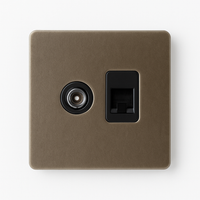 Prise TV et RJ45 en acier bronze vieilli bords arrondis