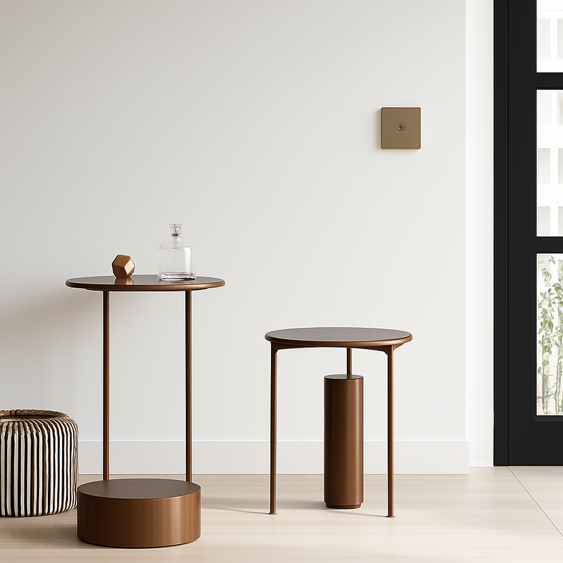 Prise TV et RJ45 en acier gris vieilli brossé bords arrondis