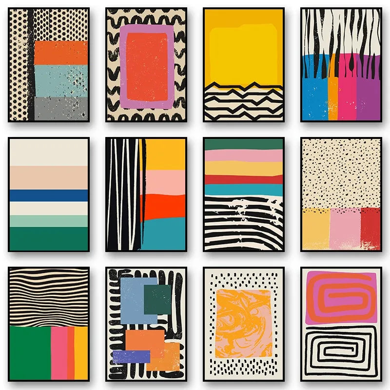 reproduction abstraite colorée sur toile pour décoration intérieure