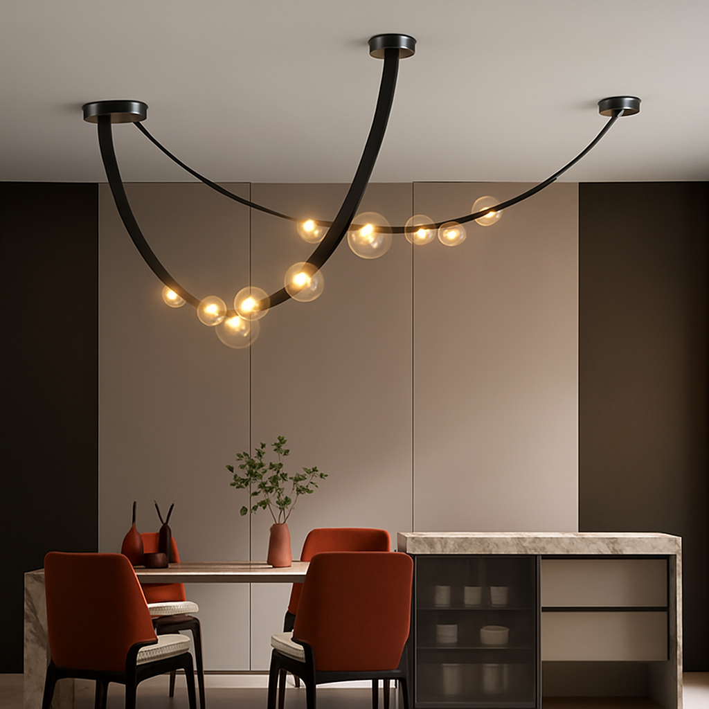 sandyha lustre led en cuir design suspension éclairage décoration - vue 3 sur 12