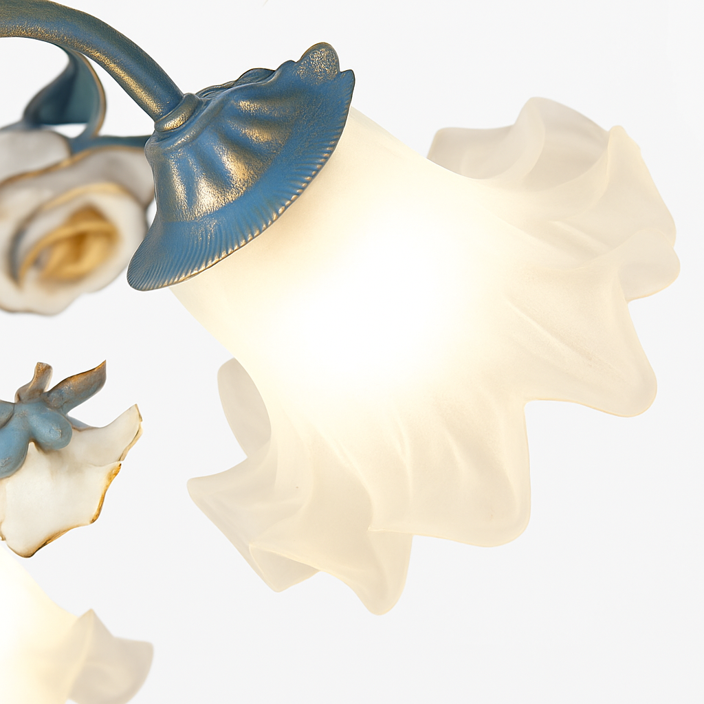 SANDYHA moderne suspension lumières français pastorale fleurs verre cristal Lustre salon salle à manger décor à la maison Lustre Design Luxe - vue 6 sur 12
