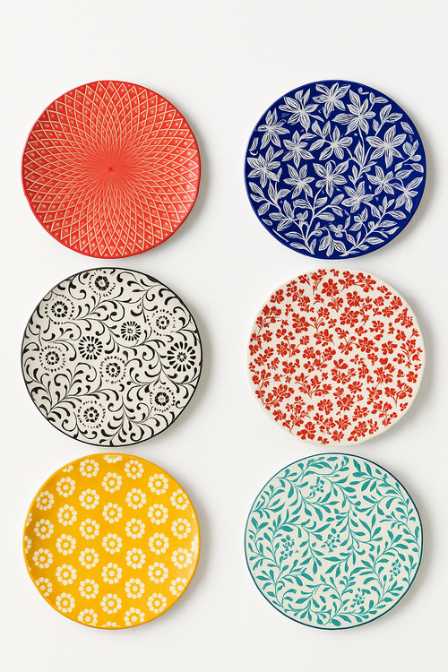 Service de table ceramique motifs floraux assiettes bols