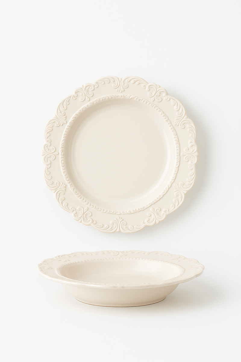Service de table ceramique relief style vintage restaurant