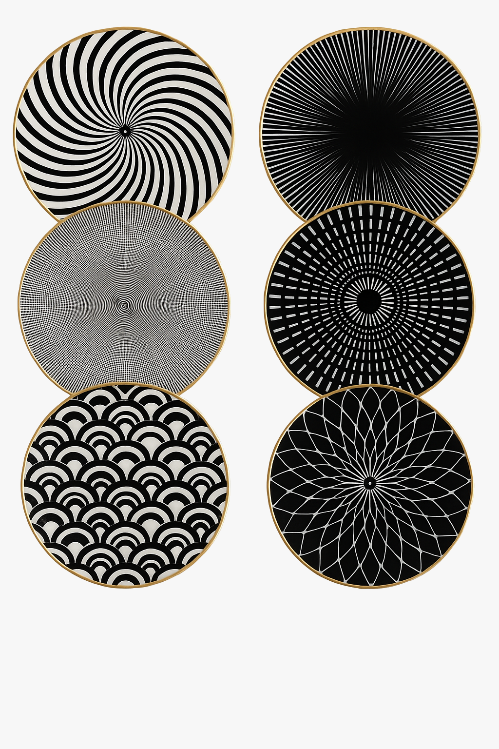 service de table géométrique 6 pièces assiettes céramique