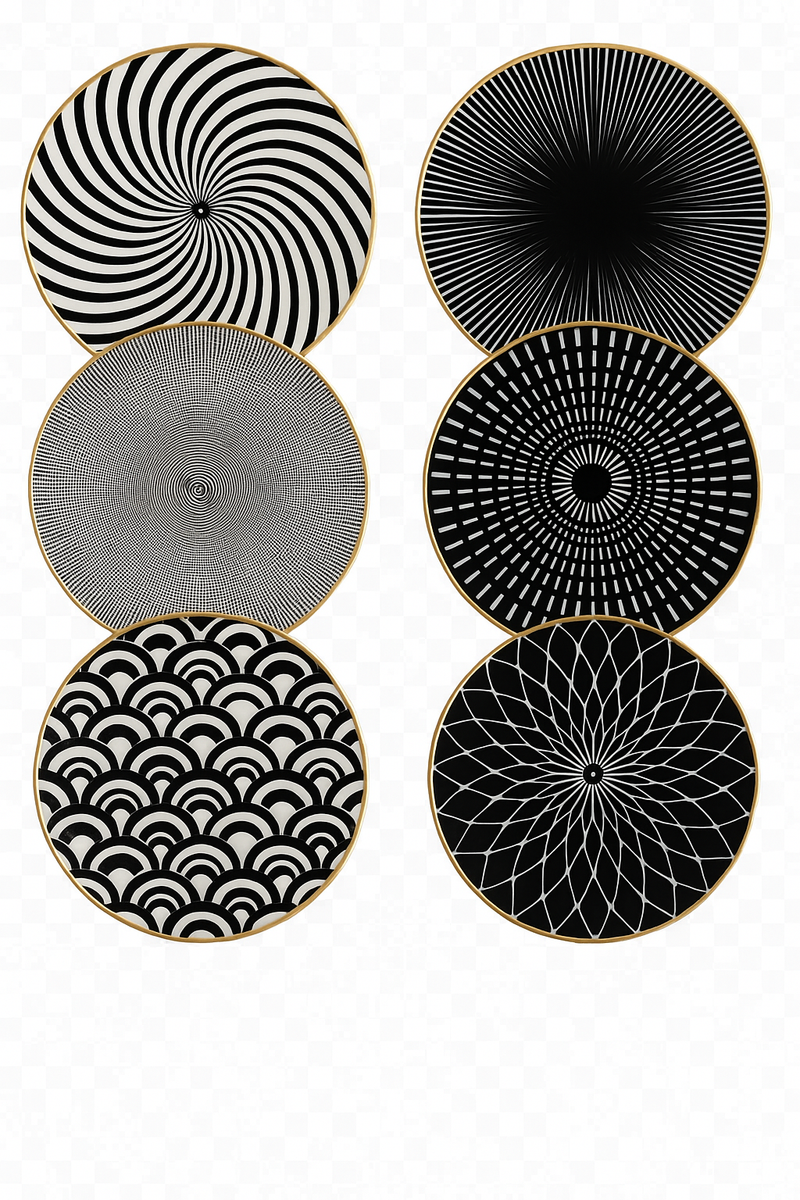 service de table géométrique 6 pièces assiettes céramique