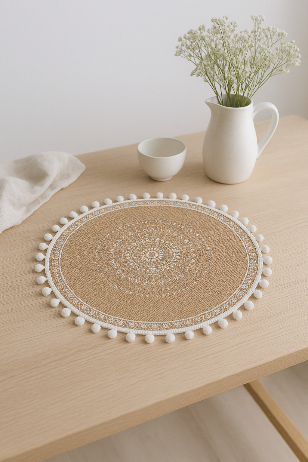Set de table bohème tressé bambou pompons jute - vue 3 sur 2