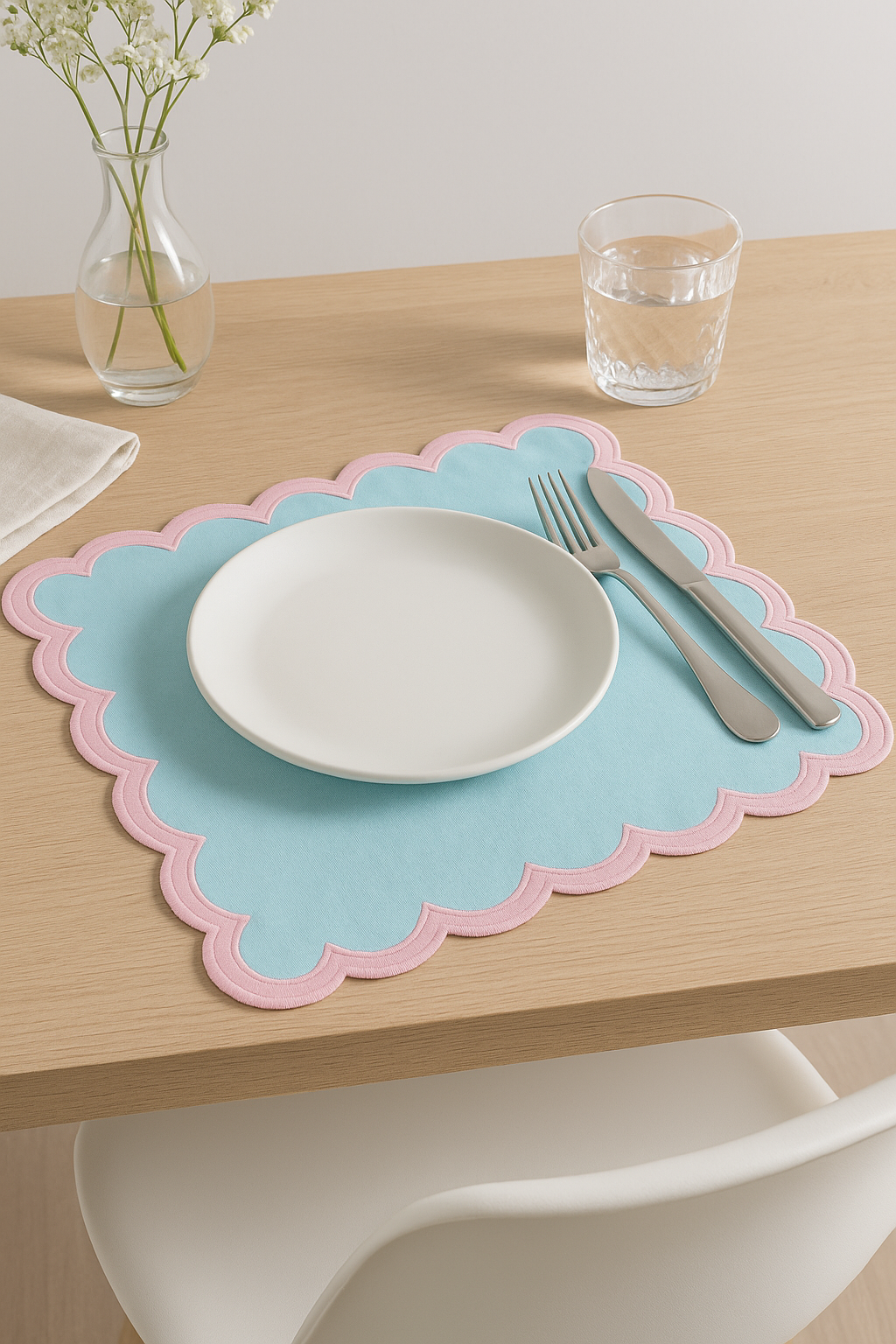 set de table coquillage style marin coton lin - vue 3 sur 2