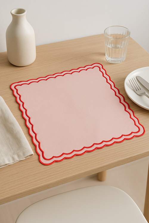 Set de table coton brodé style vintage ondulé - vue 2 sur 2