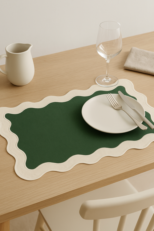 Set de table coton brodé style vintage ondulé - vue 2 sur 2